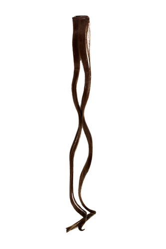 1 Clip-In extension strand highlight curled wavy 1,5 inch wide 25 inches long medium brown