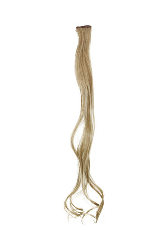 1 Clip-In extension strand highlight curled wavy 1,5 inch wide, 25 inches long light ash blond