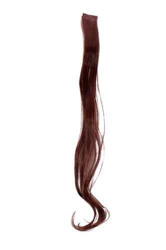 1 Clip-In extension strand highlight curled wavy 1,5 inch wide 25 inches long mahogany dark auburn