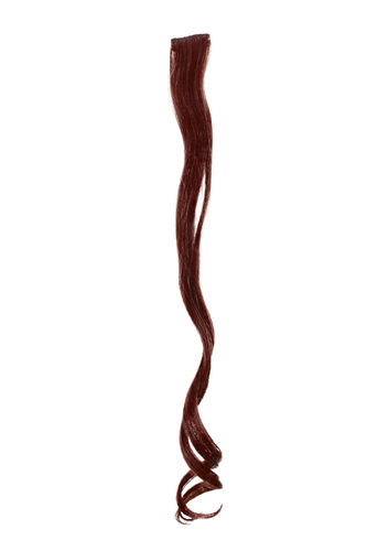One Clip Clip-In extension strand highlight curled wavy micro clip long reddish brown auburn