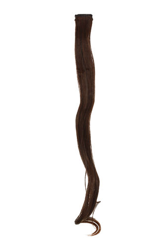 1 Clip-In extension strand highlight curled wavy 1,5 inch wide, 25 inches long chestnut brown mix