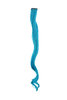 One Clip-In extension strand highlight curled wavy micro clip, 1,5 inch wide, 25 inches light blue