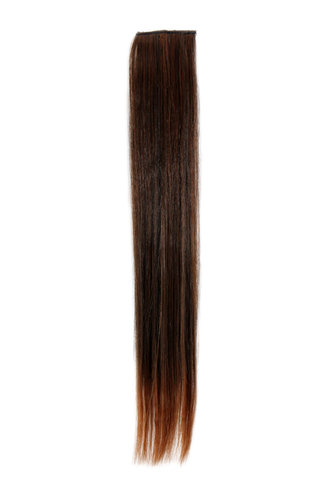1 x Two Clip Clip-In extension strand straight 3,5 inch wide, 18 inches long chestnut brown mix