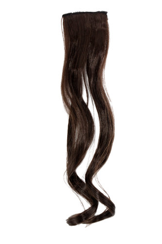 1 x Two Clip Clip-In extension strand curled wavy 3,5 inch wide, 18 inches long chocolate brown