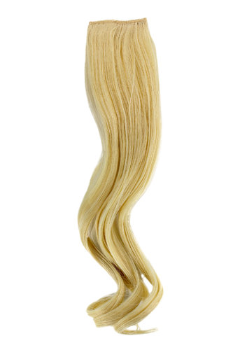 1 x Two Clip Clip-In extension strand curled wavy 3,5 inch wide, 18 inches long bright blond