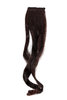 1 x Two Clip Clip-In extension strand curled wavy 3,5 inch wide, 18 inches long mahogany brown mix
