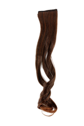 1 x Two Clip Clip-In extension strand curled wavy 3,5 inch wide, 18 inches long chestnut brown mix