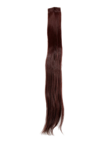 1 x Two Clip Clip-In extension strand highlight straight 3,5 inch wide, 25 inches long dark auburn