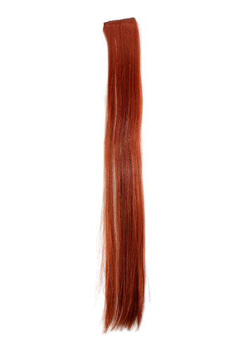 1 x Two Clip Clip-In extension strand straight 3,5 inch wide, 25 inches long dark copper red