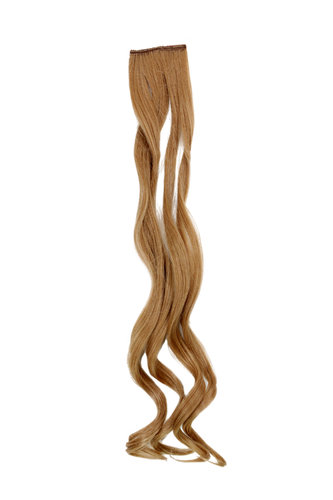 1 x Two Clip Clip-In extension strand curled wavy 3,5 inch wide, 25 inches long dark blond