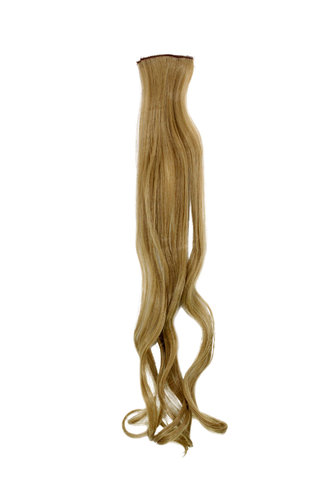 1 x Two Clip Clip-In extension strand curled wavy 3,5 inch wide, 25 inches long light ash blond