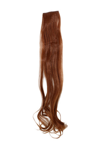 1 x Two Clip Clip-In extension strand curled wavy 3,5 inch wide, 25 inches long light copper brown