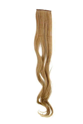 1 x Two Clip Clip-In extension strand curled wavy long strawberry blond streaked bright blond s