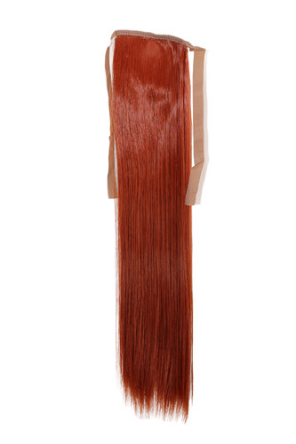 Hairpiece Pontail Pigtail extension slim light straight comb and ribbon dark copper red