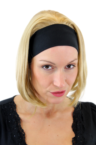 GFW948H-86 Lady Quality 3/4 Wig on black headband medium length straight light blond