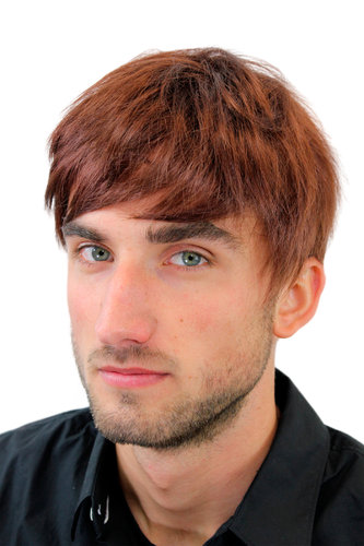 Men's WIG (for Men or Unisex) HIGH QUALITY synthetic short brunette REDDISH BROWN youthful young
