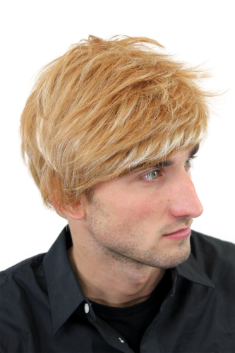 Men's WIG (for Men or Unisex) HIGH QUALITY synthetic short MIXED BLOND COOL youthful young WILD