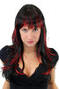 SEDUCTION Lady Quality Wig WILD Black & Red Strands LONG straight fringe
