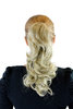 XF-0002-24A Ponytail Hairpiece extension medium length wavy butterfly claw grip ash blond 14"
