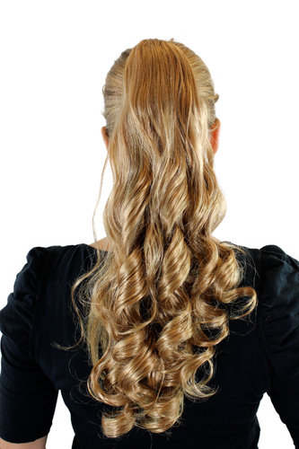 SC-27-88-25-250-144 Ponytail Hairpiece extension long curled curls mixed blond 20"