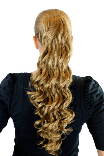 JL-3208-22 Ponytail Hairpiece extension long slightly curled curls blond claw clamp 21"