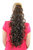 T-10-6 Ponytail Hairpiece extension very long curled curls voluminous claw clamp brown 25"