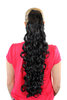 JL-3112-1B Ponytail Hairpiece extension extremely long volume curled curls black claw clamp 27"