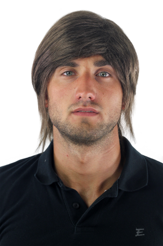Men's WIG (for Men or Unisex) HIGH QUALITY synthetic short long in the neck BROWN medium youthful