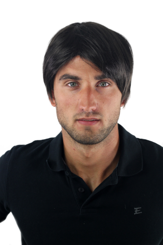Men's WIG (for Men or Unisex) HIGH QUALITY synthetic short DARK BROWN youthful young look parting