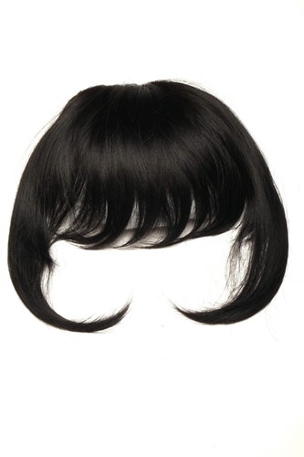 Hair Piece Clip in Bangs Fringe long framing strands for perfect fit HIGH QUALITY synthetic BLACK