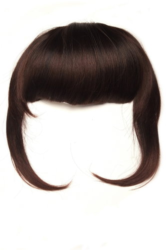 Hair Piece Clip in Bangs Fringe long framing strands perfect fit HIGH QUALITY synthetic fiber BROWN