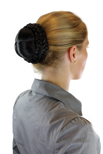 Hairpiece Hairbun BUN hairknot knot beautiful and traditional PLAIDED strands plaid BLACK N796-2