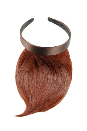 Hair Piece Clip in Bangs Fringe with hair circlet HIGH QUALITY synthetic fiber RED darkred