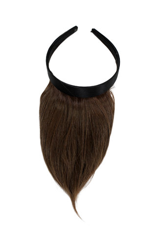 Hair Piece Clip in Bangs Fringe with hair circlet HIGH QUALITY synthetic fiber BROWN brunette
