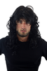 GLAMOUROUS Quality Man Unisex Wig Glam Rock Rocker Metal LONG backcombed curls BLACK voluminous