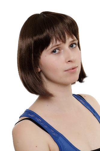 Sexy Lady Quality Wig like Bob Page short brown straggly FRINGE bangs 1251-6