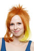 Bird of Paradise Lady Quality Wig short wild unruly spiky style red & yellow mix canary Drag Queen