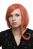 Extravagant Lady Quality Wig Bob short with asymmetrical falling long strands parting mixed red