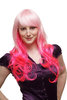 Incredible! Lady Quality Wig Cosplay Drag Queen White with Pink strands very long fringe curly ends