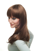 Lady Quality Wig sexy prominent fringe bangs LONG straight light brown & red strands