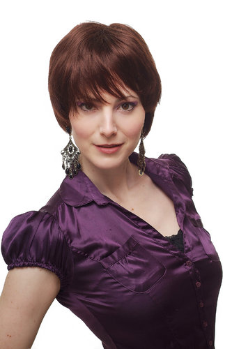 WIG ME UP ® - Lady Quality Wig short teased backcombed style reddish dark brown mahogany 1245-33