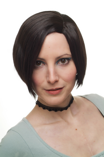 WIG ME UP ® - Lady Quality Wig short Page Bob dark brown sexy parting asymetrical cut 1248-4