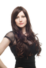 Lady Quality Wig straight curling wavy ends DARK BROWN strands of mahogany long fringe parted side