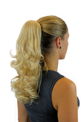 JL-3275-24B Ponytail Hairpiece extension long waved wavy blond claw clamp 18"
