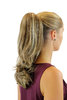 Ponytail Hairpiece extension long straight curved wavy tips dark blond streaked platinum 16"