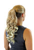 ROSY-24 +613 Hairpiece PONYTAIL with comb and snapwrap long wavy slightly curled blond mix 18"