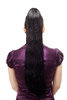 Hairpiece PONYTAIL with Claw Clamp/Clip extremely long straight & smooth black T113-1 70 cm