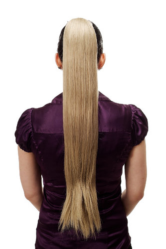 Hairpiece PONYTAIL with Claw Clamp/Clip extremely long straight & smooth blond mix 70 cm