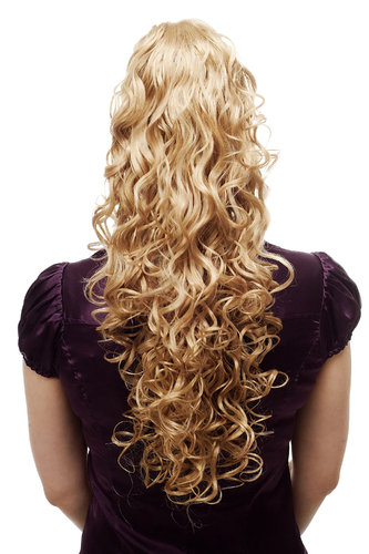 Hairpiece PONYTAIL extension VERY long MASSIVE volume curly AMAZING curls kinks dark gold blond 23"
