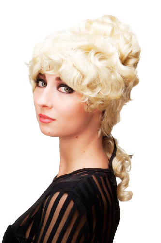 Historic Lady Quality Wig Baroque Victorian Colonal Era Beehive ringlets curled platinum blond